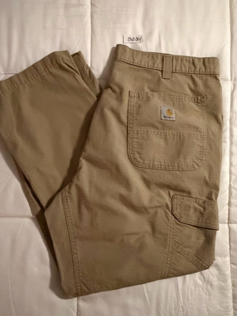 Carhartt Tan Cargo Work Pants with Utility Pockets